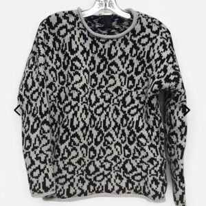 Sweater Magaschoni Black Grey Leopard XS Knit